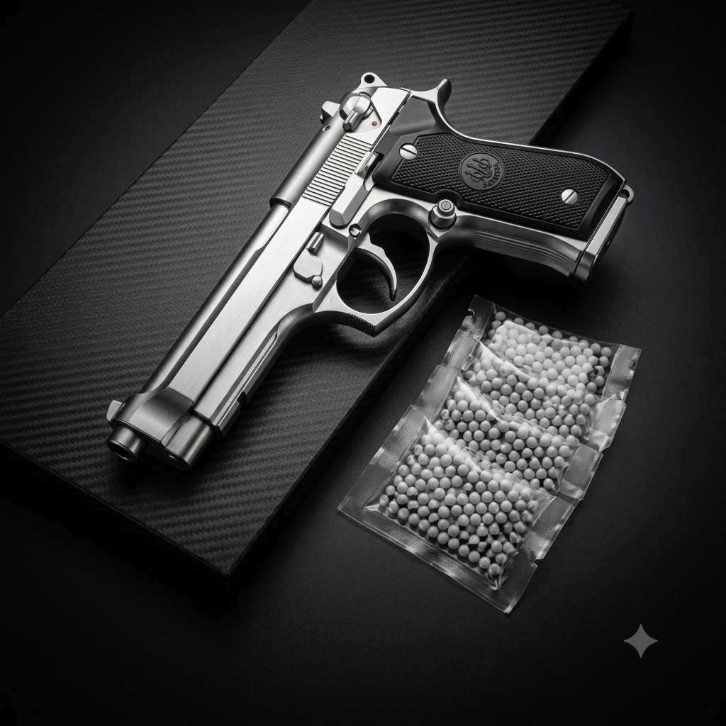 Silver Beretta M92 Gun