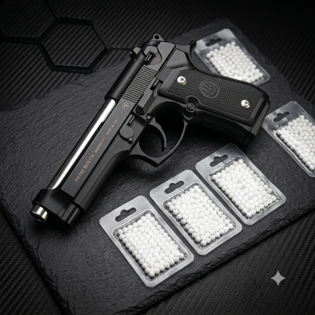 Black M92 Beretta Airsoft Toy Gun +5 BB Packs