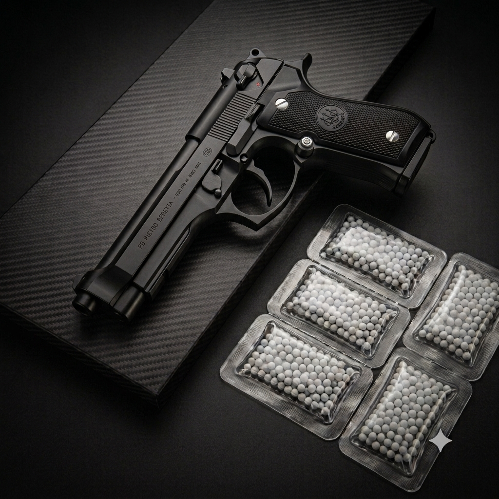 Full Black Beretta M92 Combo Deal Gun + 5 BBs Pack