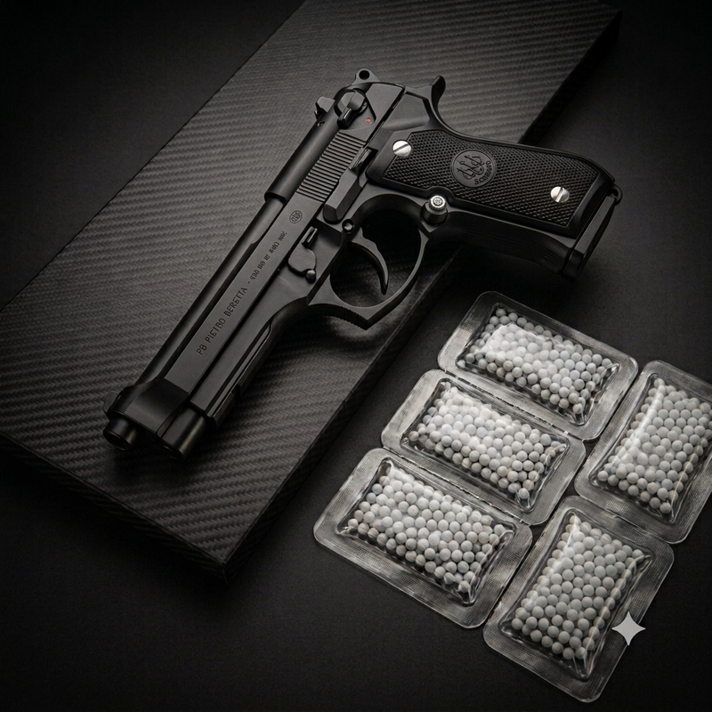 Full Black Realistic Airsoft Replica Gun – Combo deal +5BB Packs