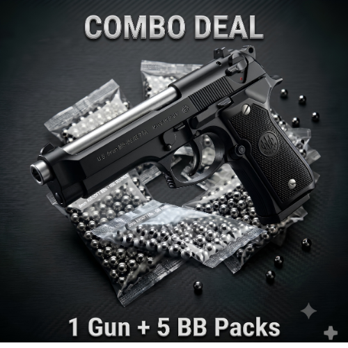 Black M92 Beretta Airsoft Toy Gun +5 BB Packs