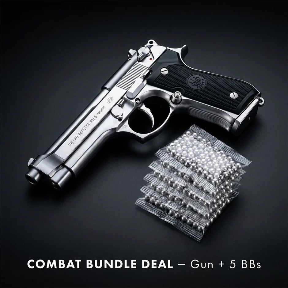 Silver Beretta M92 Combo Deal – Gun + 5 BBs Pack
