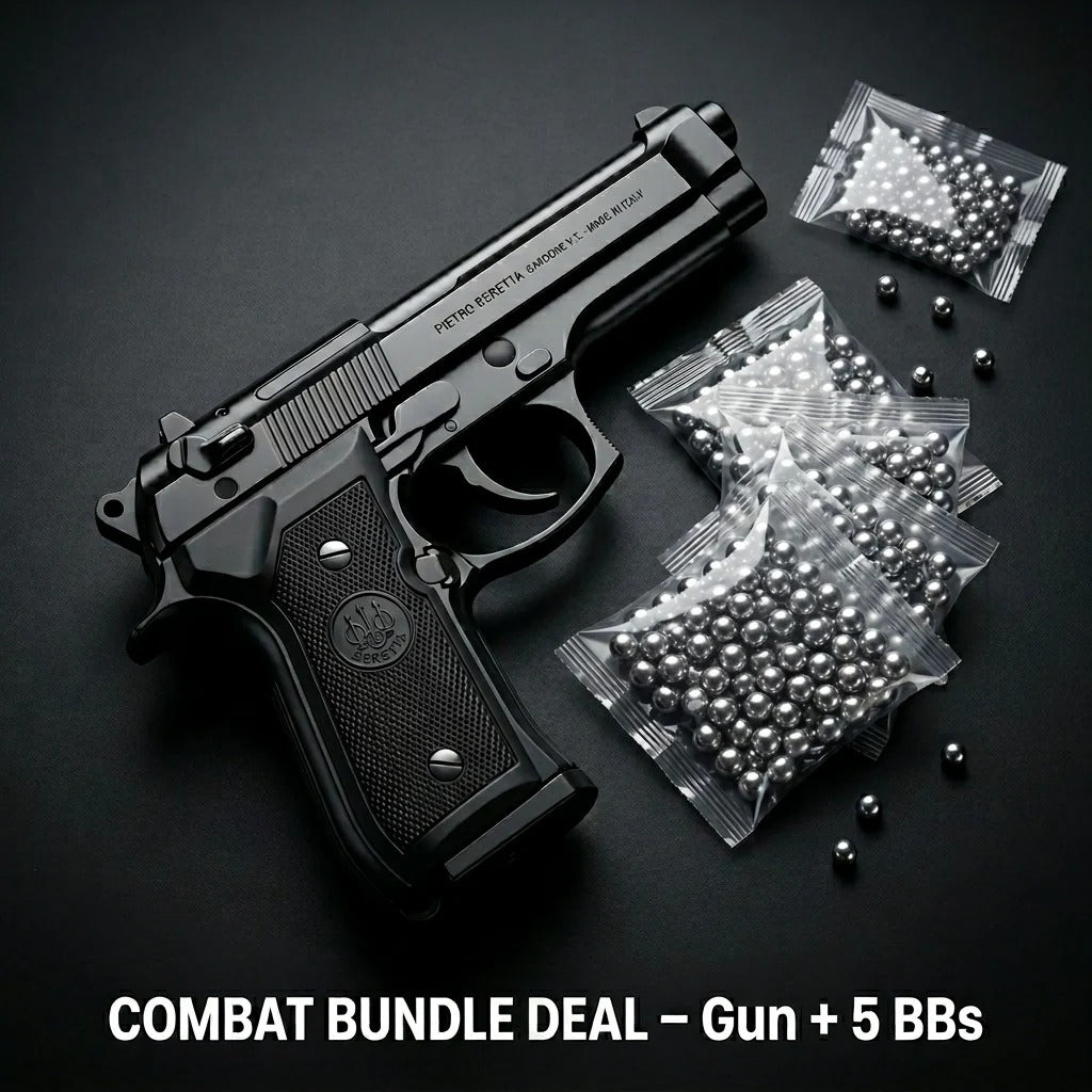 Full Black Beretta M92 Combo Deal Gun + 5 BBs Pack